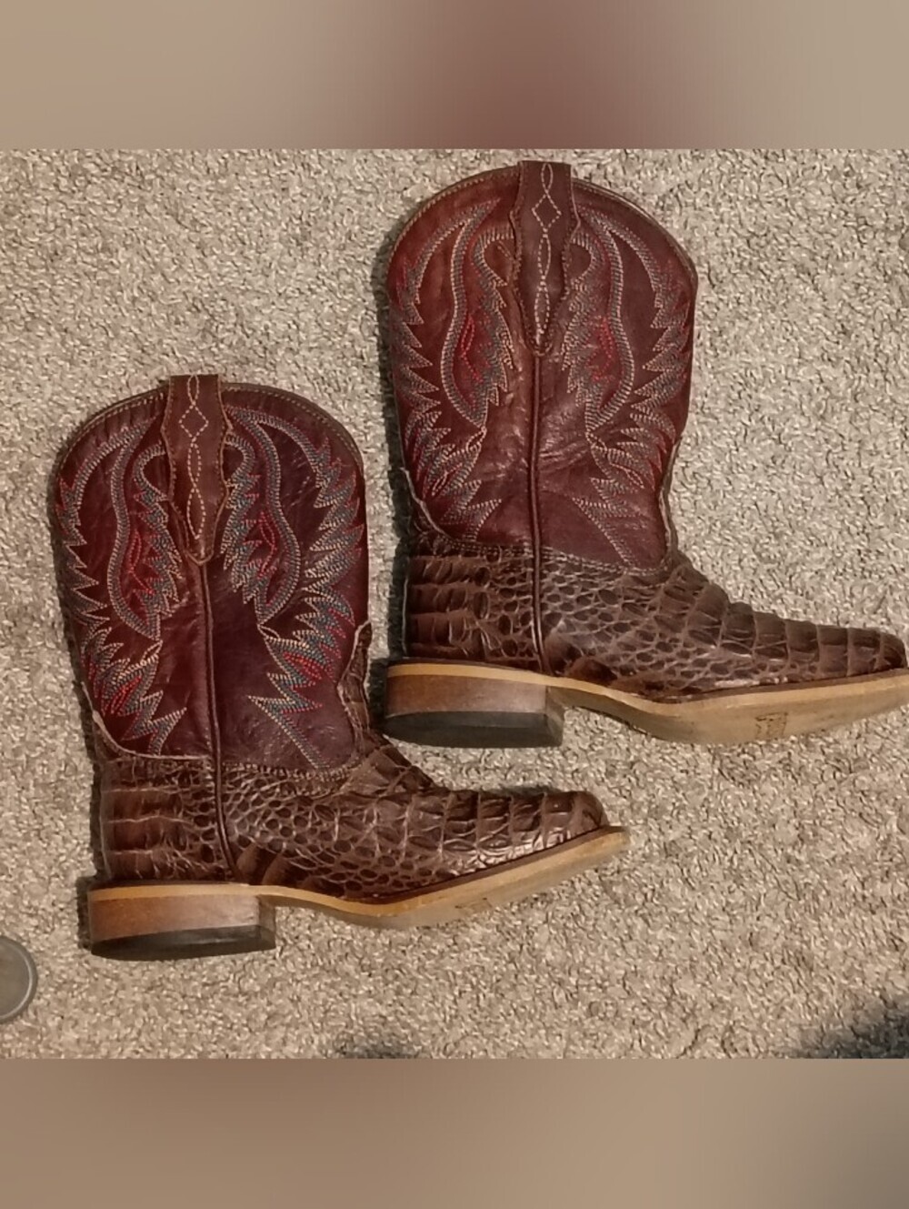 Cavender kids Brown Western  Boots-Textured Leather Size 12